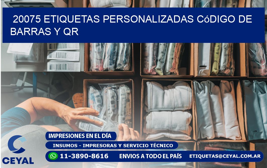 20075 etiquetas personalizadas código de barras y QR