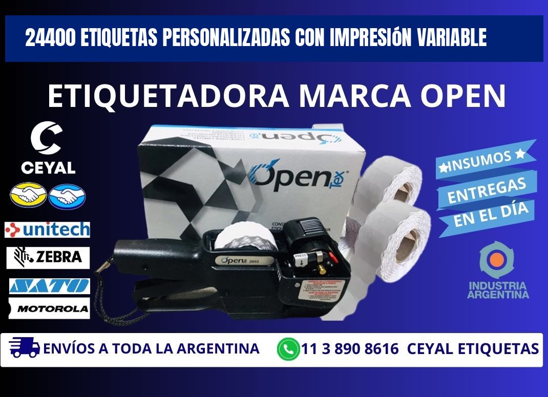 24400 etiquetas personalizadas con impresión variable