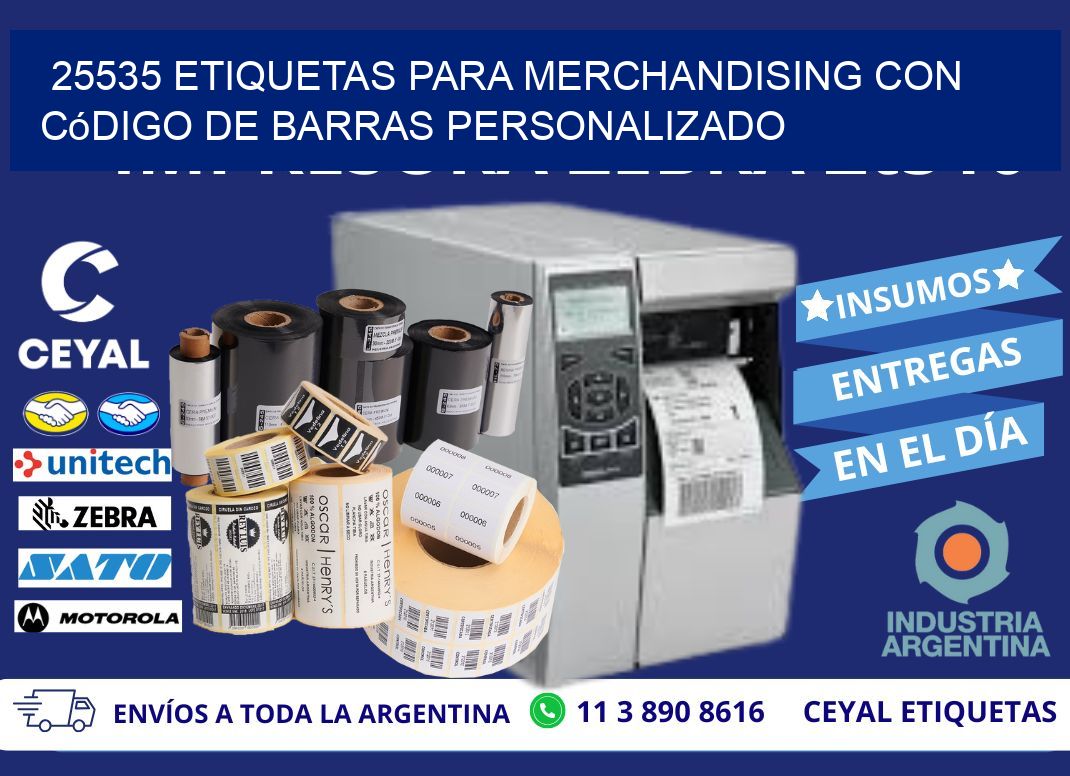 25535 etiquetas para merchandising con código de barras personalizado