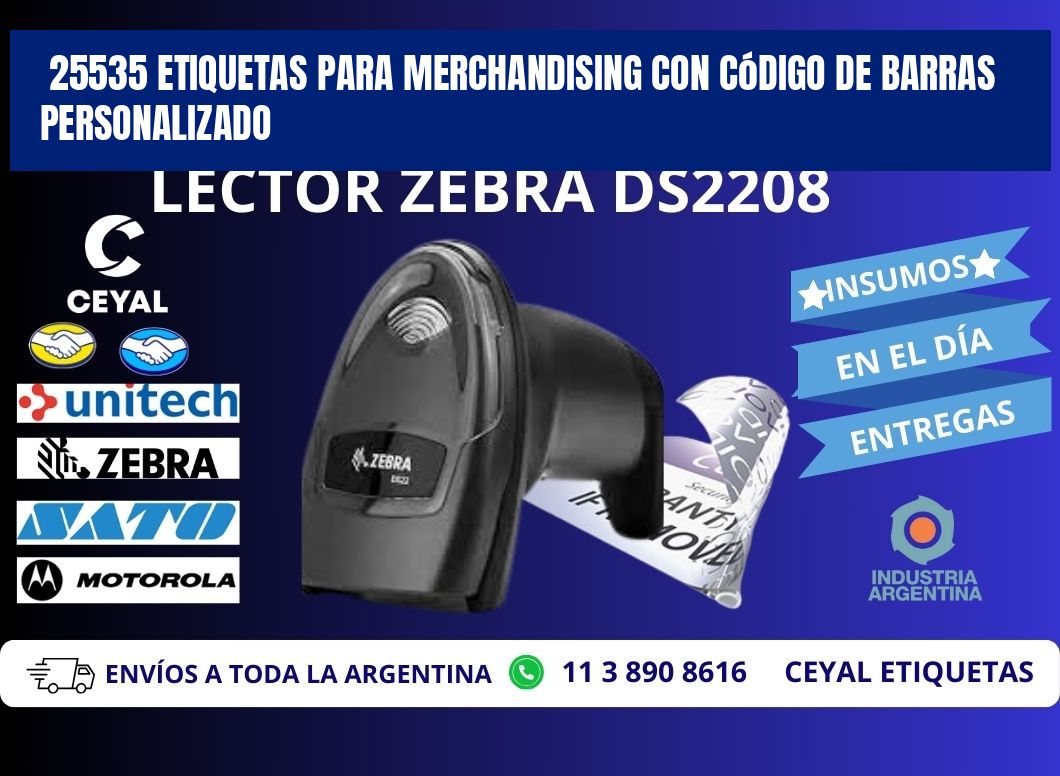 25535 etiquetas para merchandising con código de barras personalizado