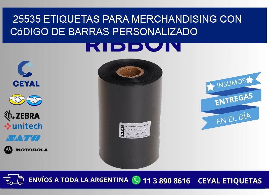25535 etiquetas para merchandising con código de barras personalizado