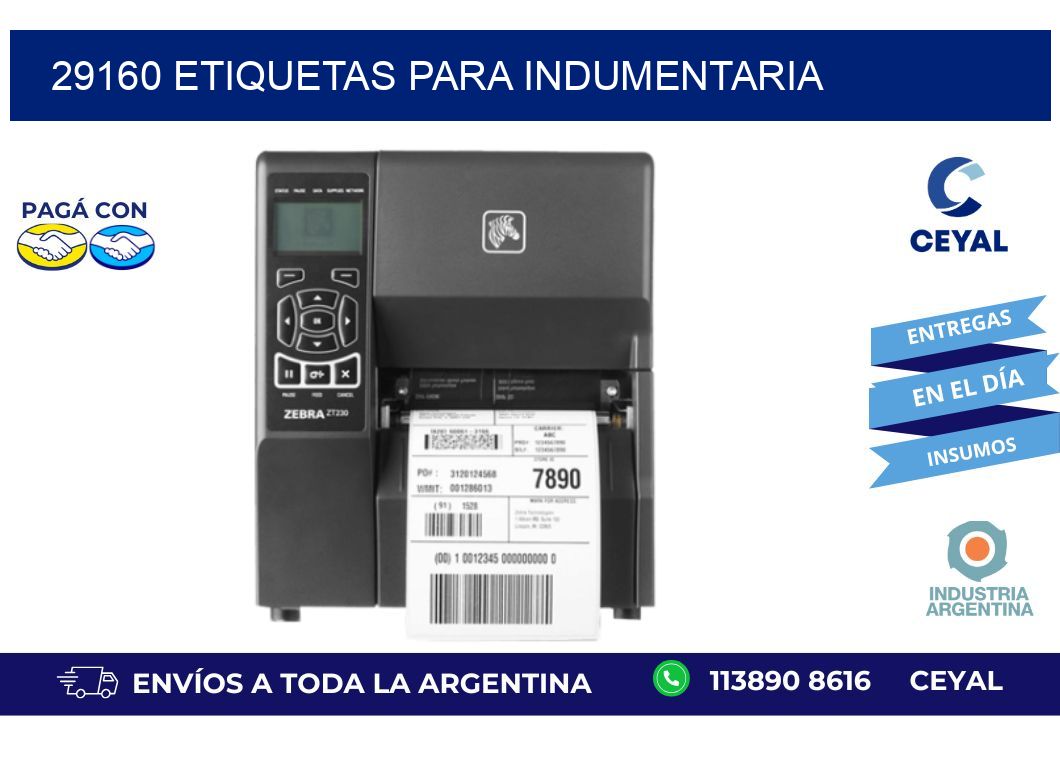 29160 Etiquetas para indumentaria