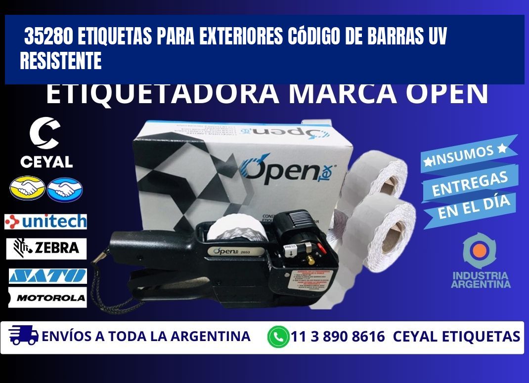 35280 etiquetas para exteriores código de barras UV resistente