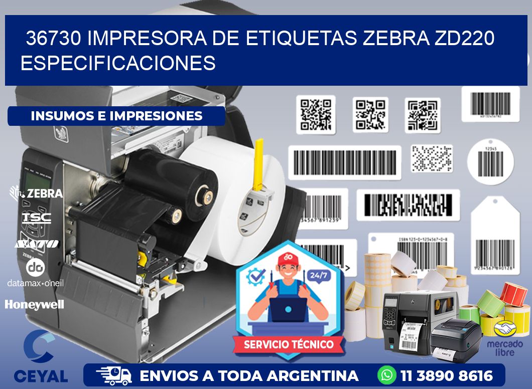 36730 impresora de etiquetas Zebra ZD220 especificaciones