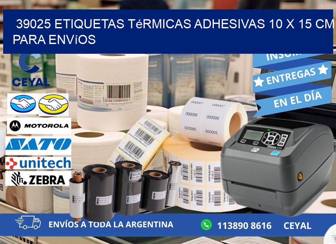 39025 Etiquetas Térmicas Adhesivas 10 x 15 cm para Envíos