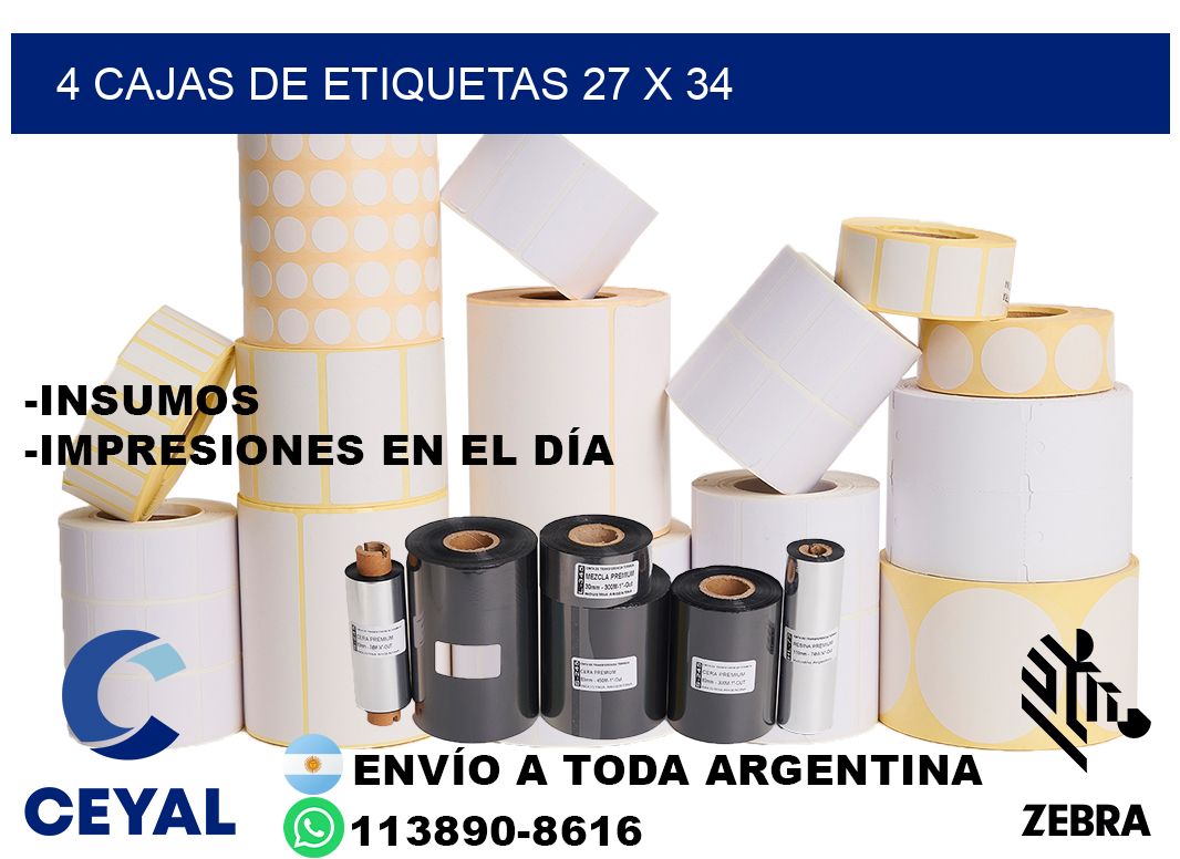 4 cajas de etiquetas 27 x 34