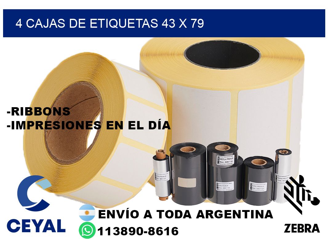 4 cajas de etiquetas 43 x 79
