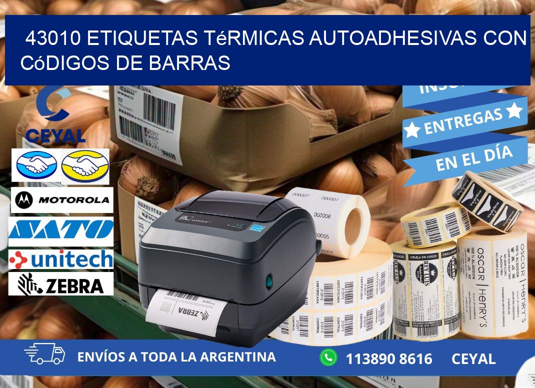 43010 Etiquetas térmicas autoadhesivas con códigos de barras