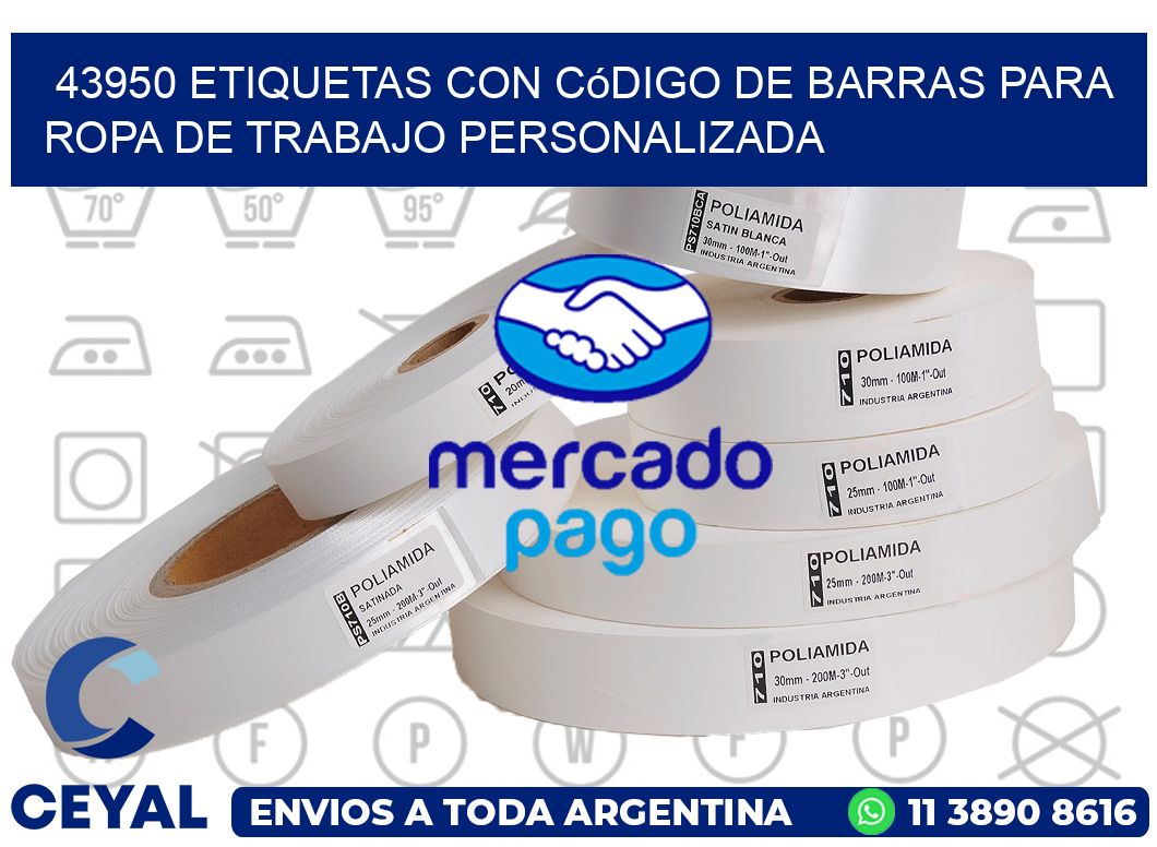 43950 Etiquetas con código de barras para ropa de trabajo personalizada