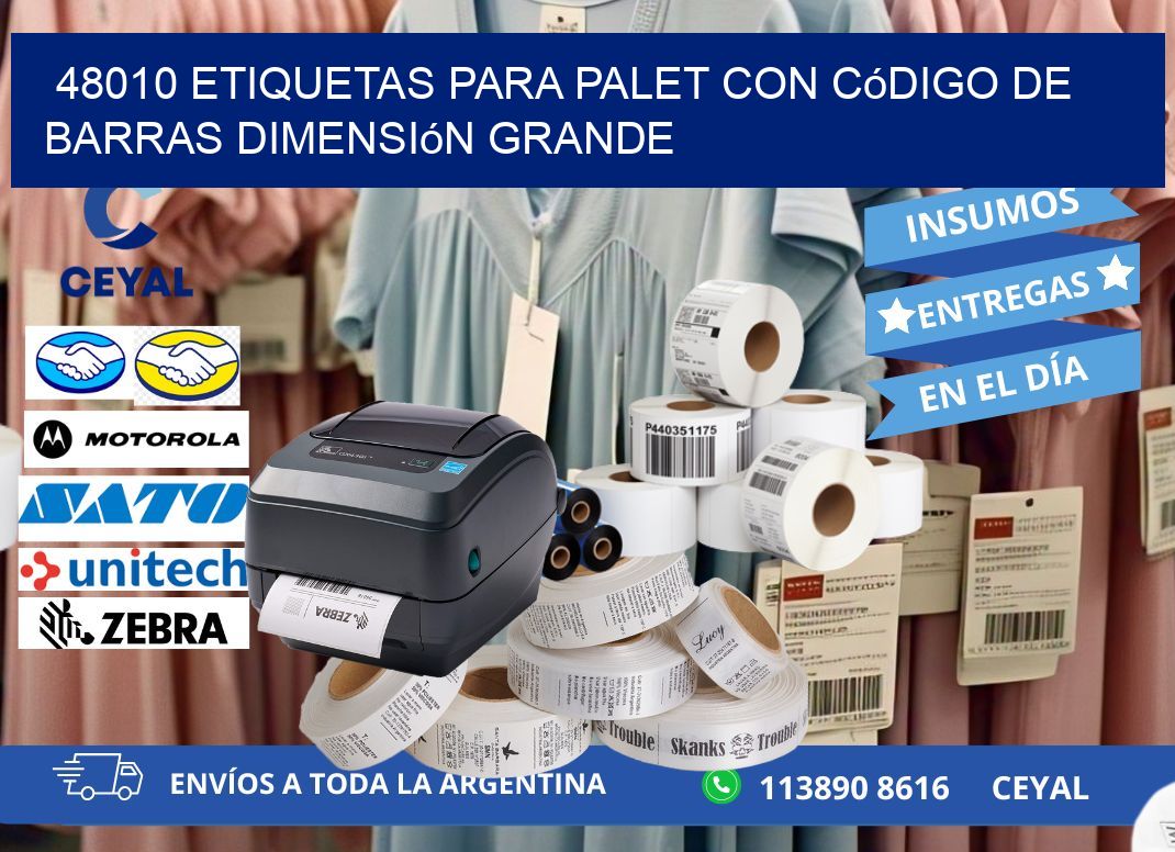 48010 etiquetas para palet con código de barras dimensión grande