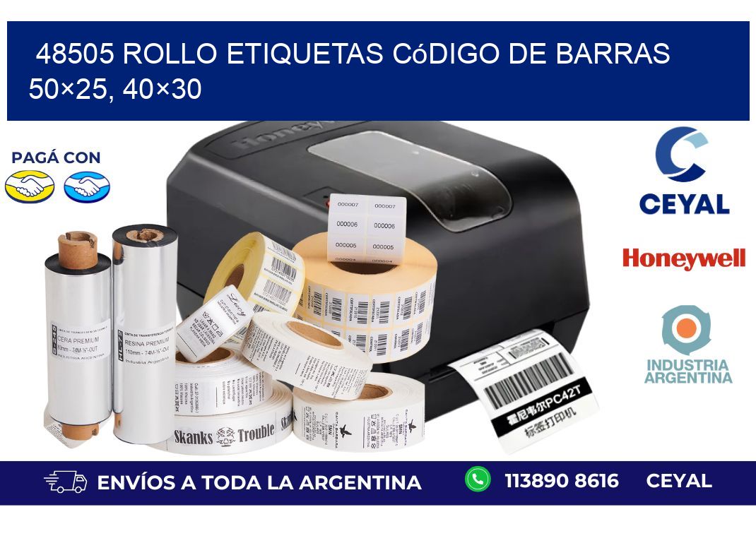 48505 rollo etiquetas código de barras 50×25, 40×30