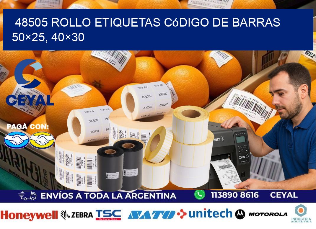 48505 rollo etiquetas código de barras 50×25, 40×30