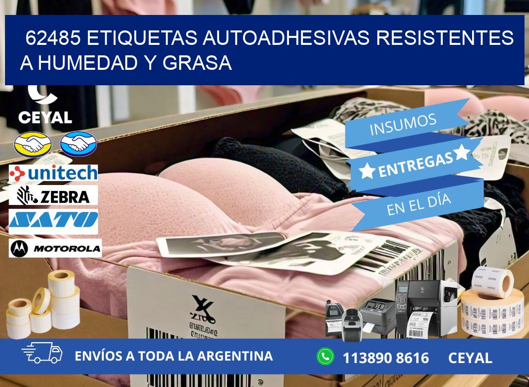 62485 etiquetas autoadhesivas resistentes a humedad y grasa
