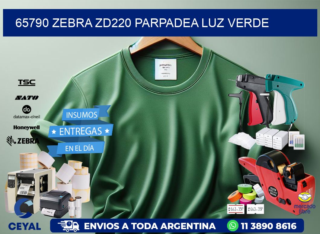 65790 Zebra ZD220 parpadea luz verde