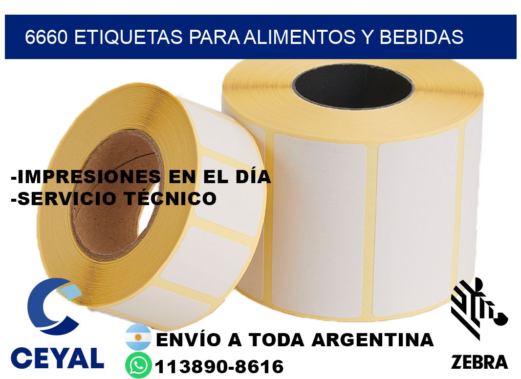 6660 Etiquetas para alimentos y bebidas