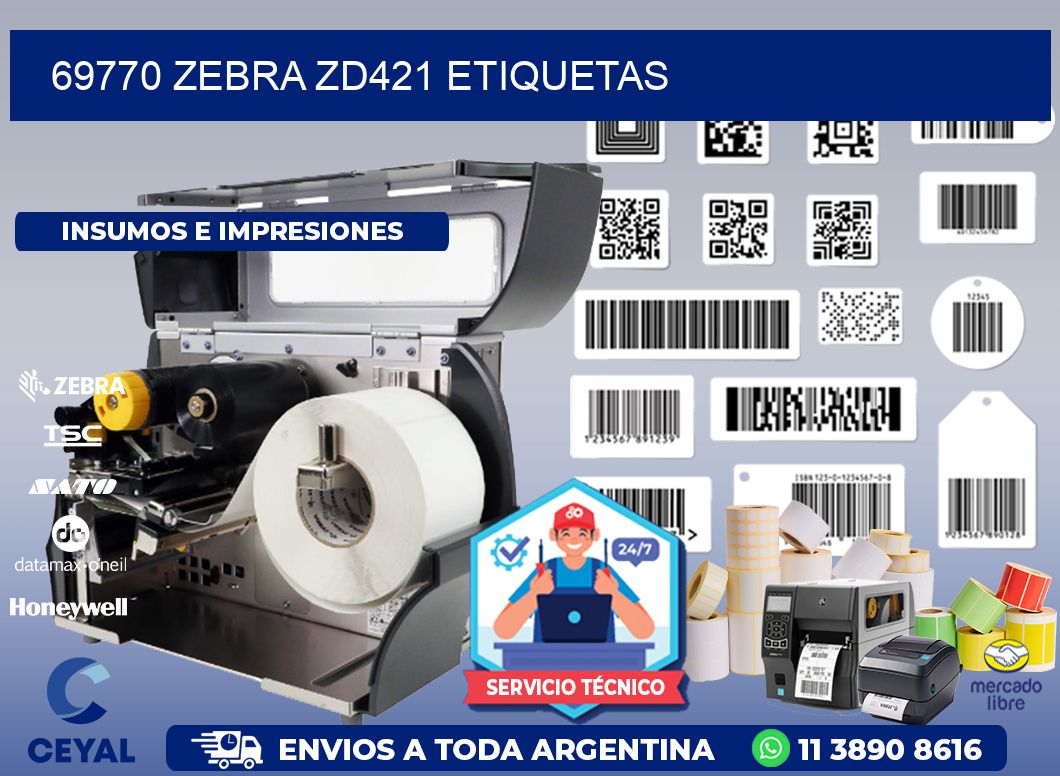 69770 Zebra ZD421 etiquetas
