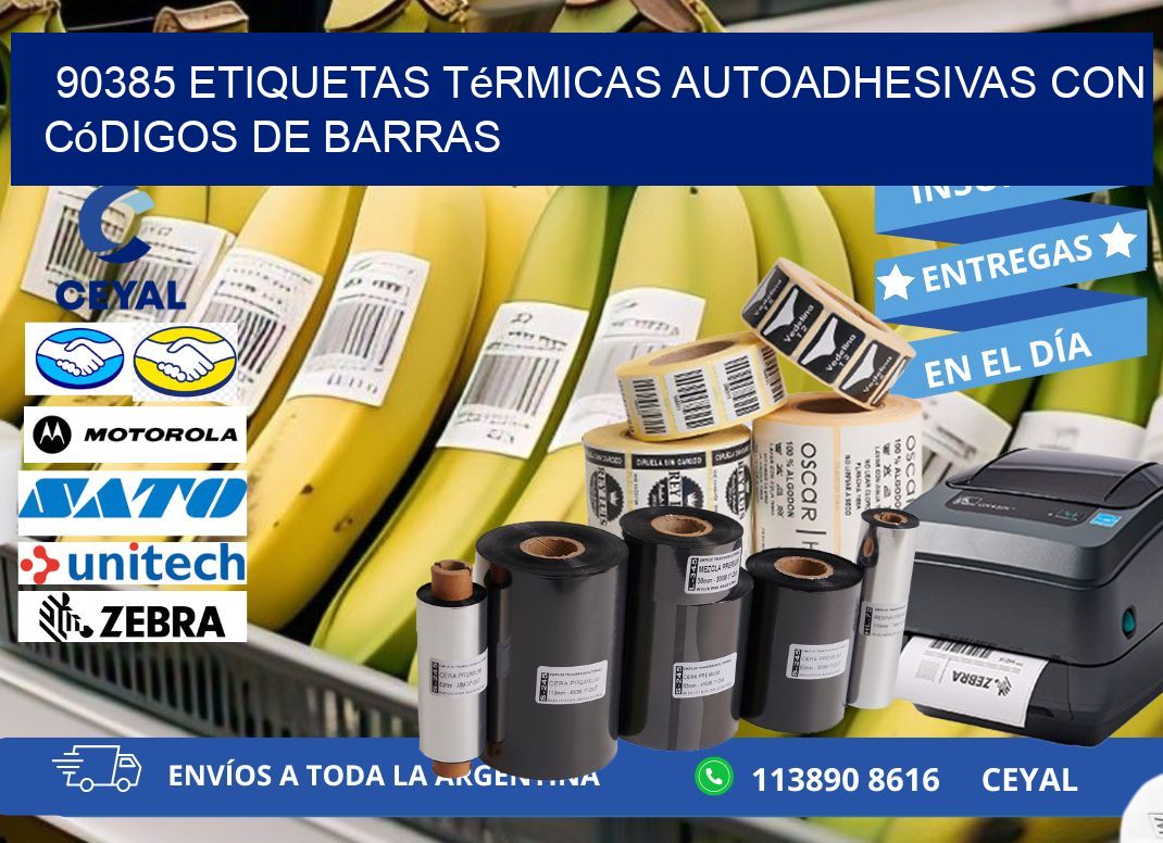 90385 Etiquetas térmicas autoadhesivas con códigos de barras