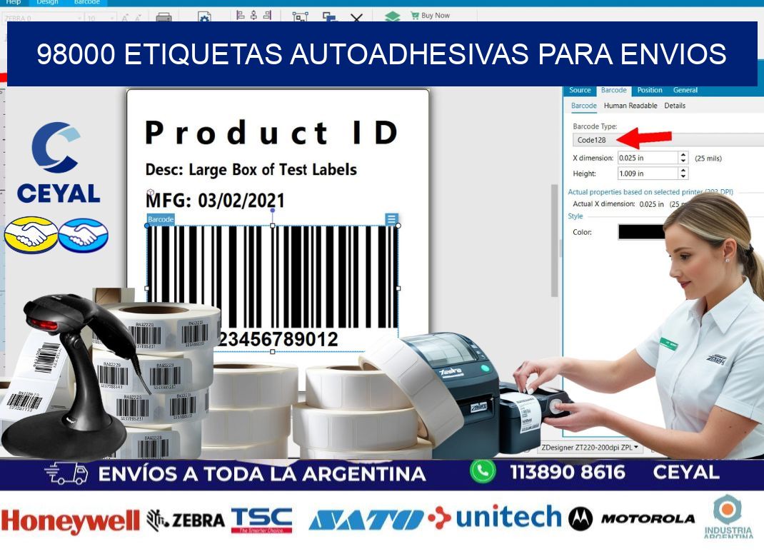 98000 etiquetas autoadhesivas para envios