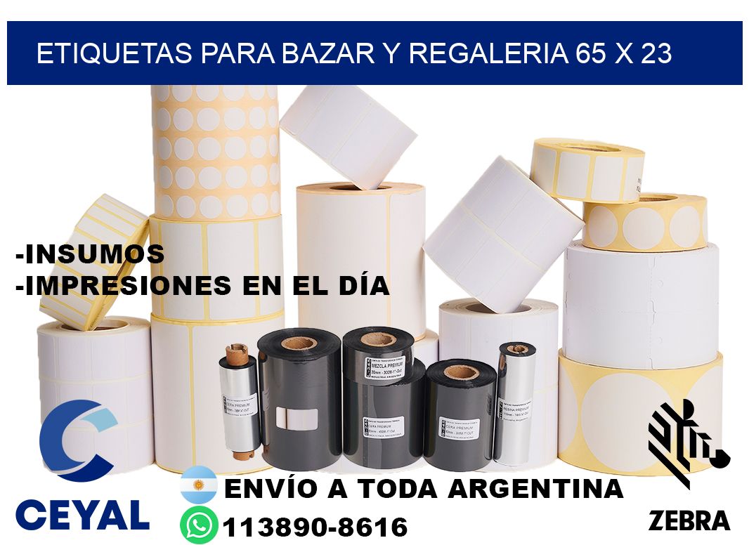 ETIQUETAS PARA BAZAR Y REGALERIA 65 x 23