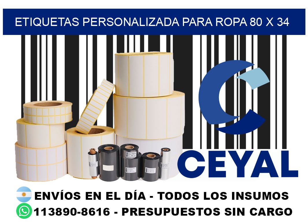 etiquetas personalizada para ropa 80 x 34