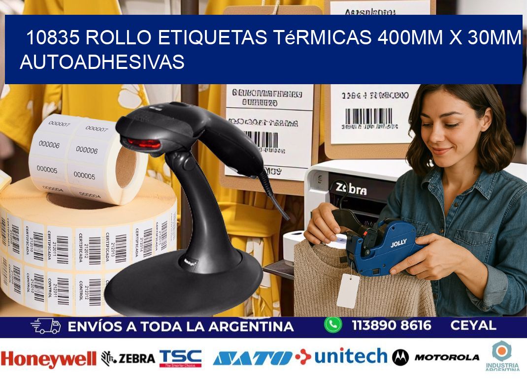 10835 Rollo Etiquetas Térmicas 400mm X 30mm Autoadhesivas
