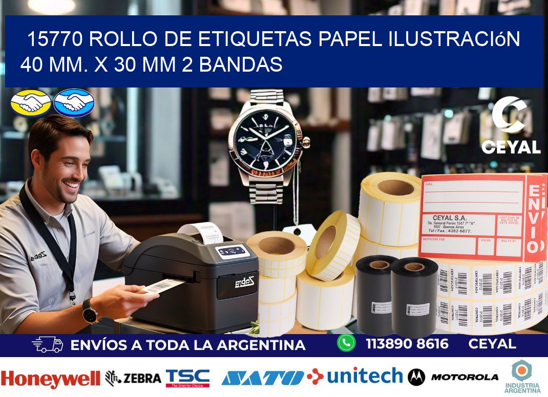 15770 Rollo de Etiquetas Papel Ilustración 40 mm. x 30 mm 2 Bandas