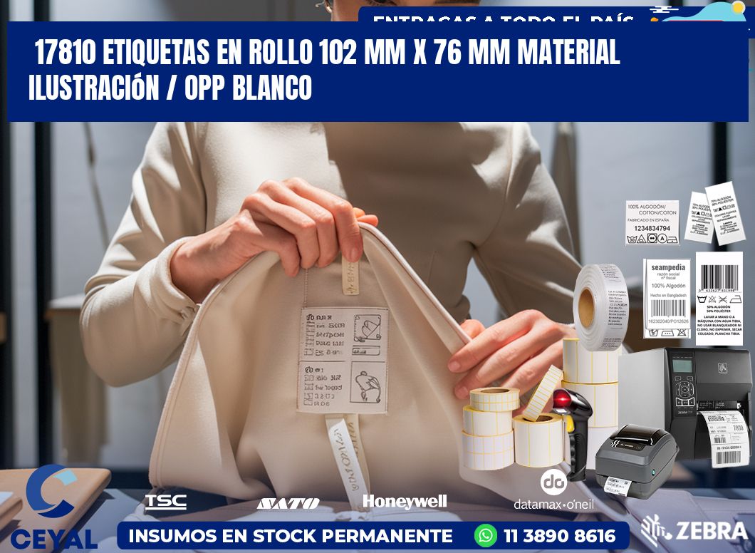 17810 Etiquetas en rollo 102 mm x 76 mm material Ilustración / OPP Blanco