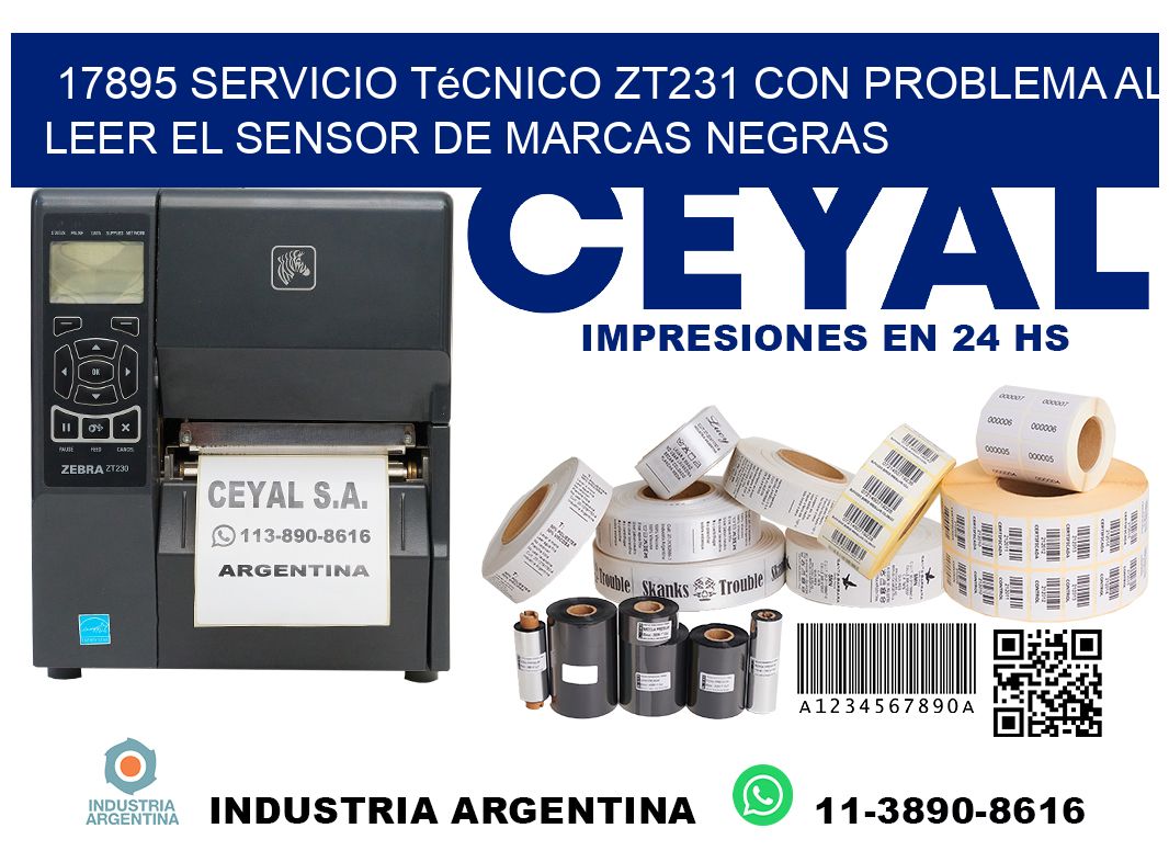 17895 servicio técnico zt231 con problema al leer el sensor de marcas negras