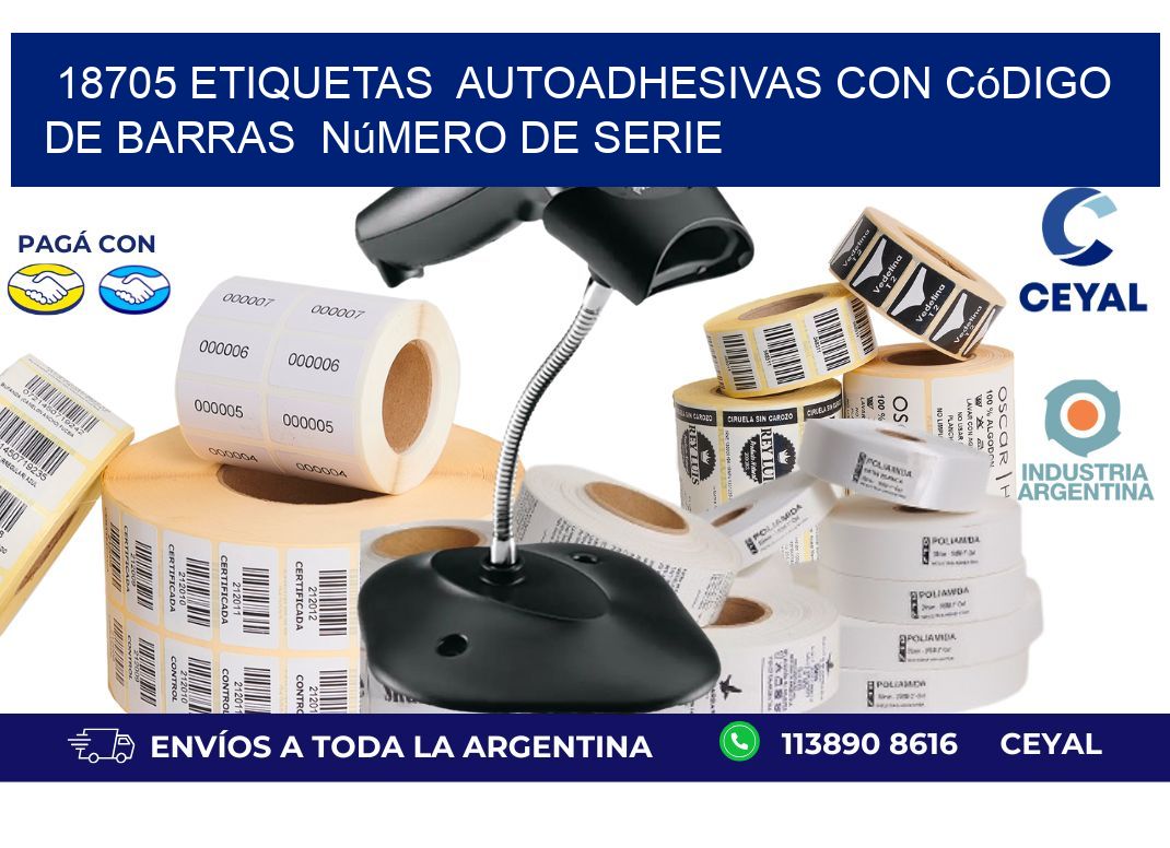 18705 etiquetas  autoadhesivas con código de barras  número de serie