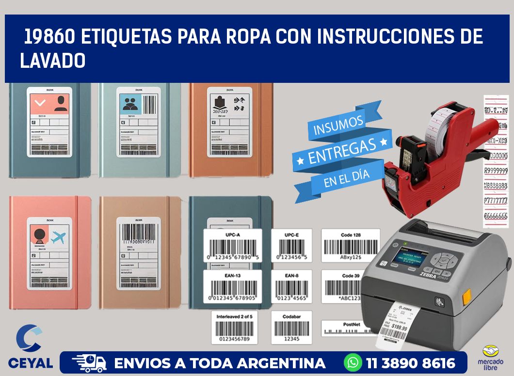 19860 etiquetas para ropa con instrucciones de lavado
