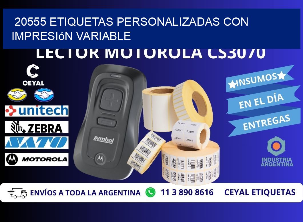 20555 etiquetas personalizadas con impresión variable