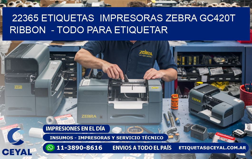 22365 etiquetas  impresoras zebra gc420t ribbon  - Todo para Etiquetar