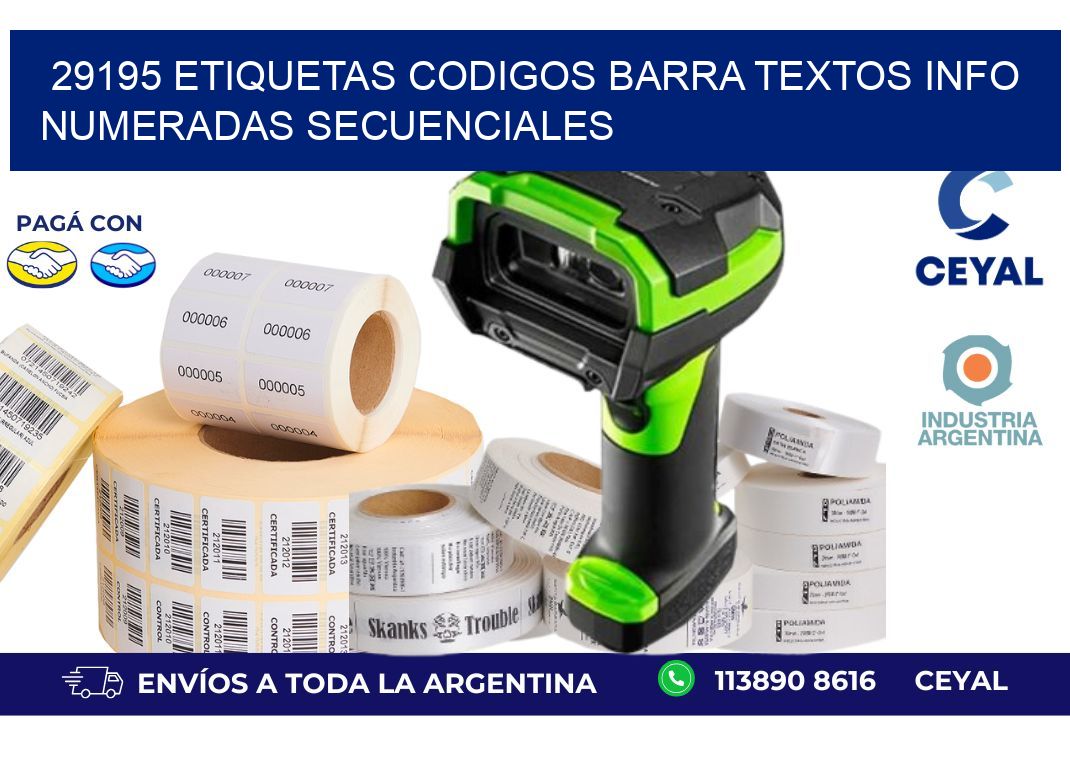 29195 Etiquetas Codigos Barra Textos Info Numeradas Secuenciales