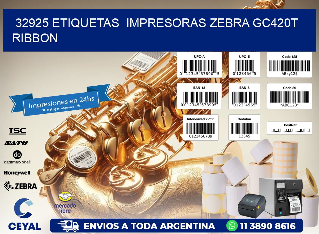 32925 etiquetas  impresoras zebra gc420t ribbon