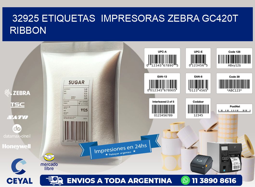 32925 etiquetas  impresoras zebra gc420t ribbon