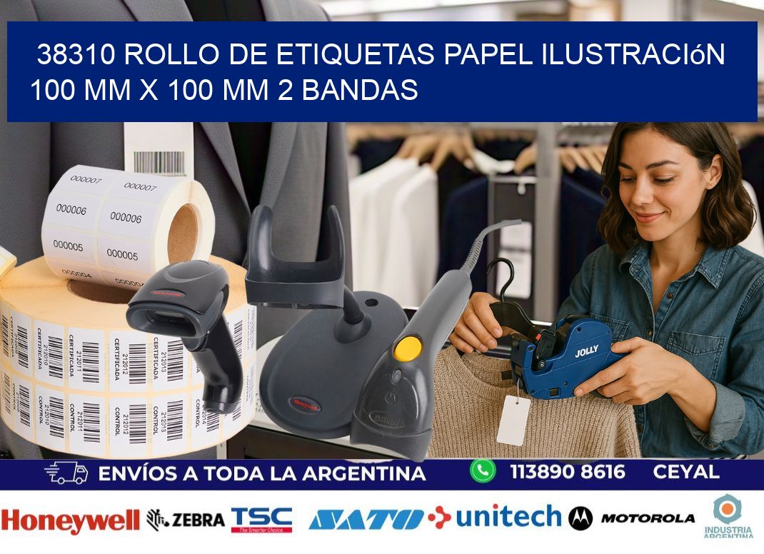38310 Rollo de Etiquetas Papel Ilustración 100 mm x 100 mm 2 Bandas