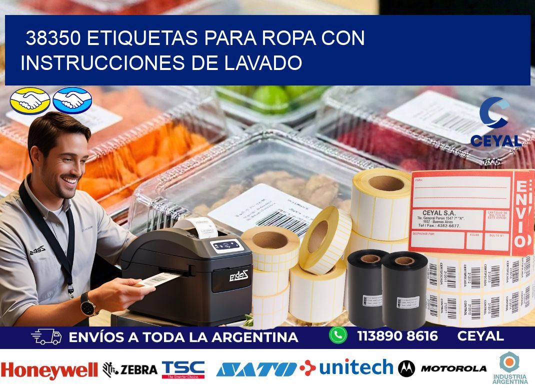 38350 etiquetas para ropa con instrucciones de lavado