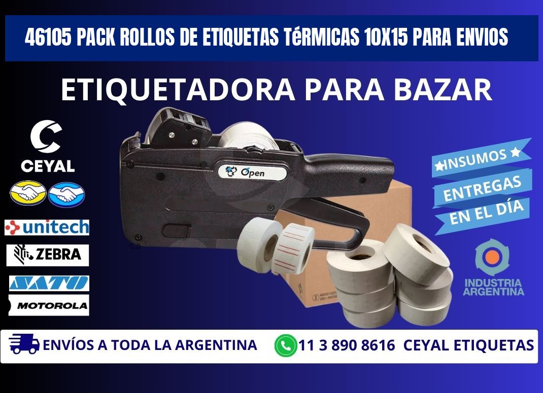 46105 pack rollos de etiquetas térmicas 10x15 para Envios
