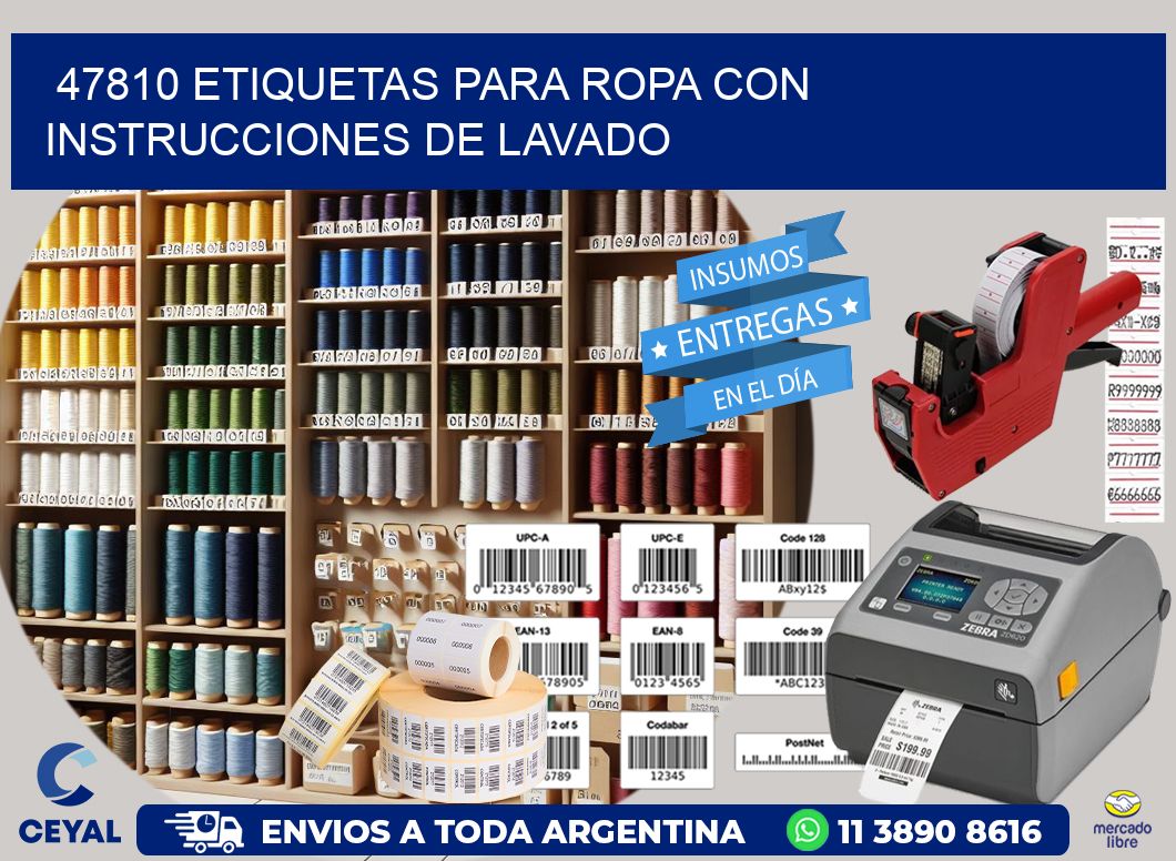 47810 etiquetas para ropa con instrucciones de lavado