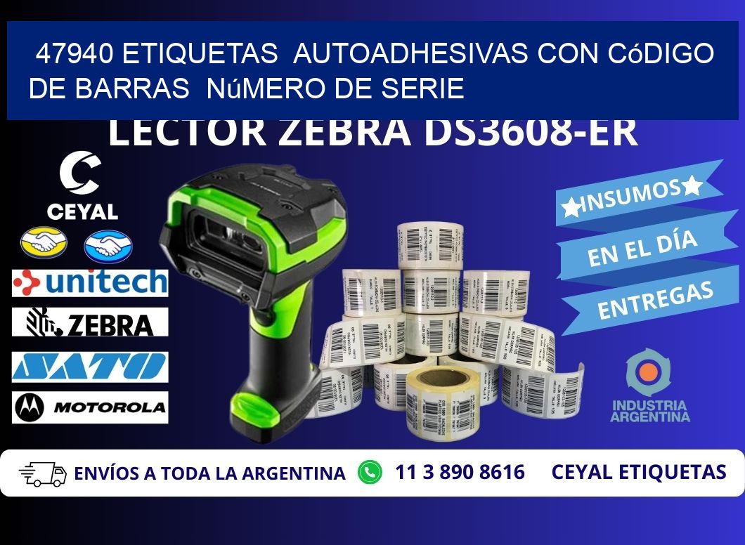 47940 etiquetas  autoadhesivas con código de barras  número de serie