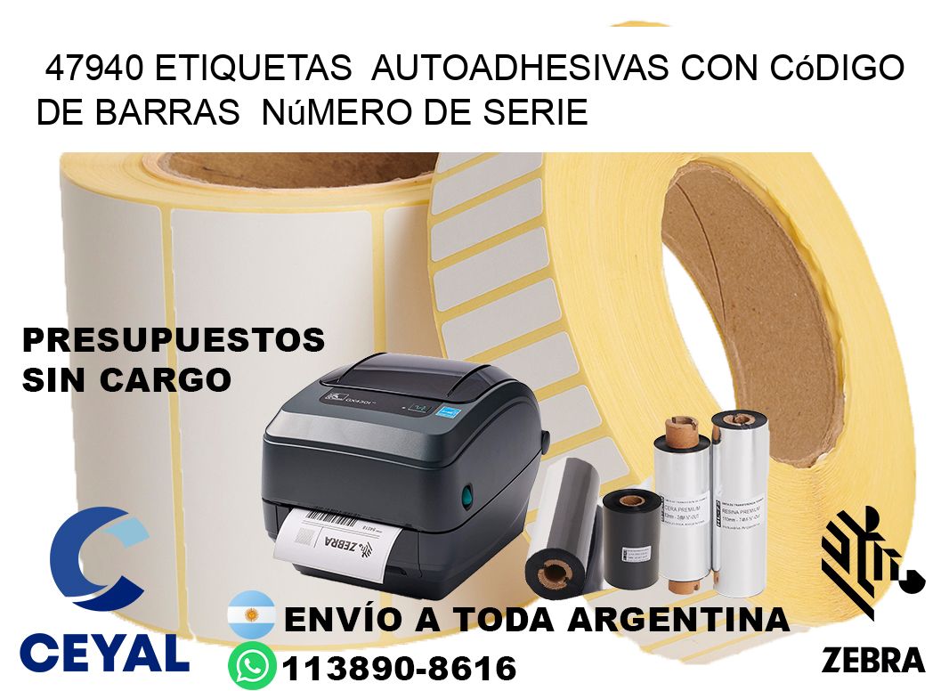 47940 etiquetas  autoadhesivas con código de barras  número de serie