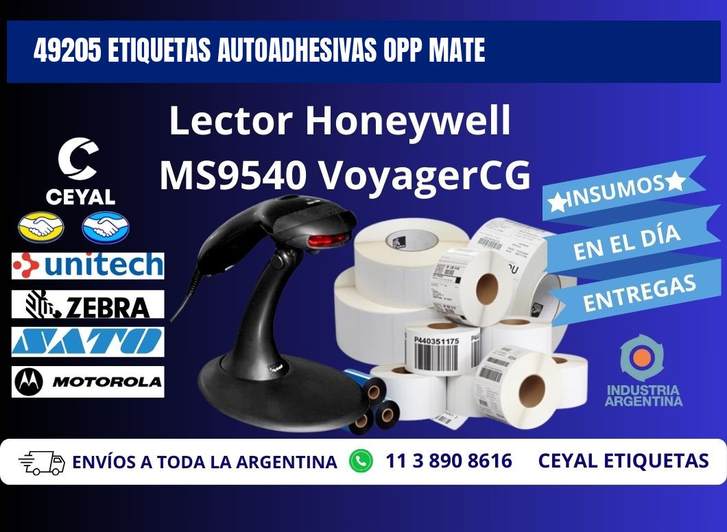 49205 etiquetas autoadhesivas Opp Mate