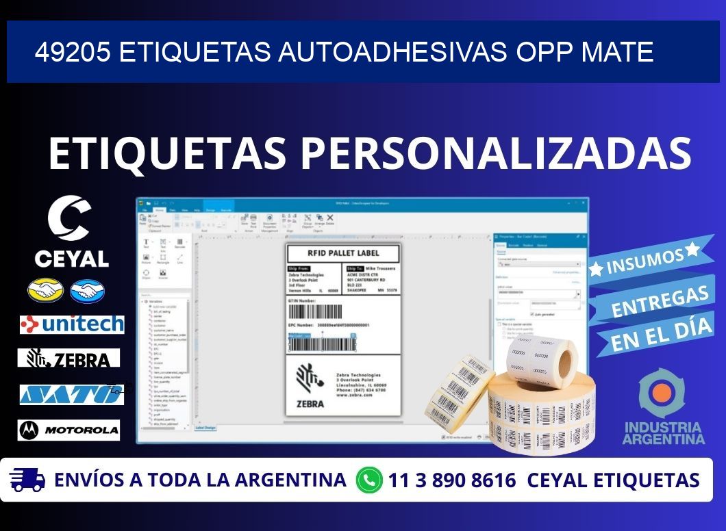 49205 etiquetas autoadhesivas Opp Mate
