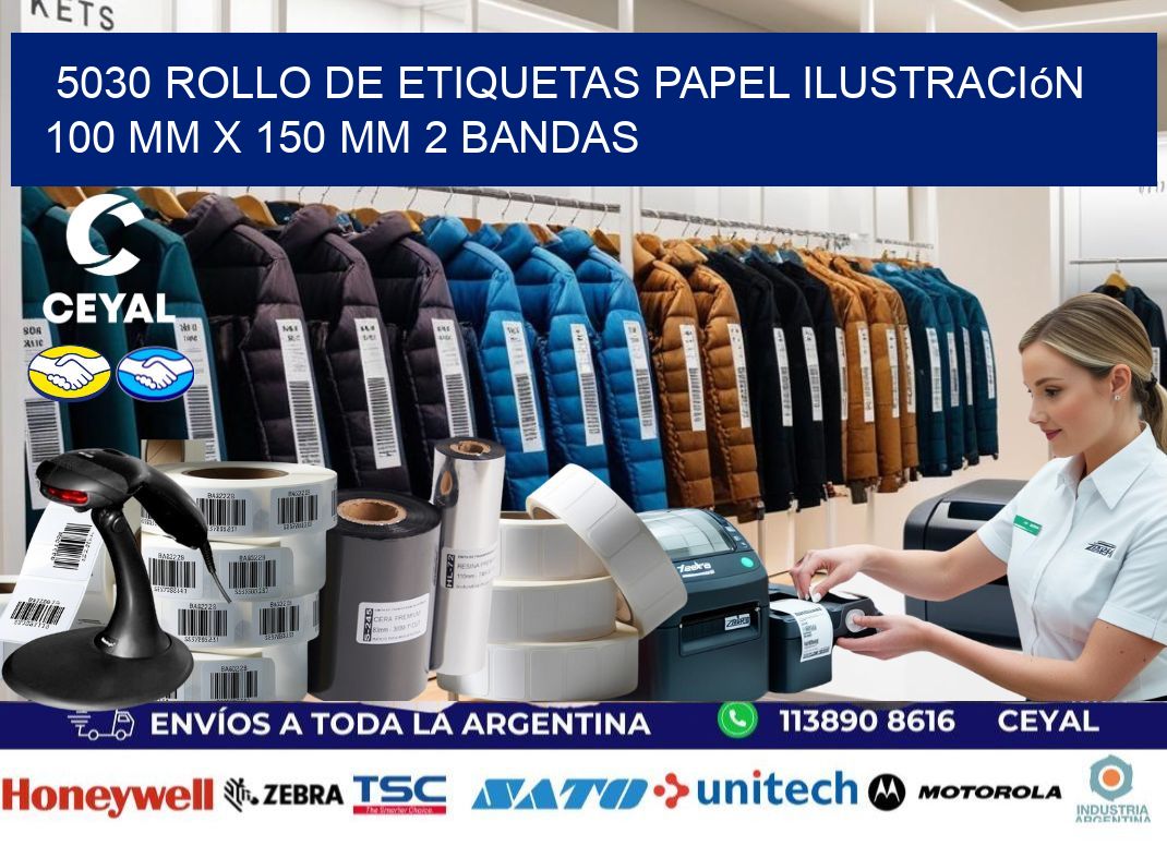 5030 Rollo de Etiquetas Papel Ilustración 100 mm x 150 mm 2 Bandas