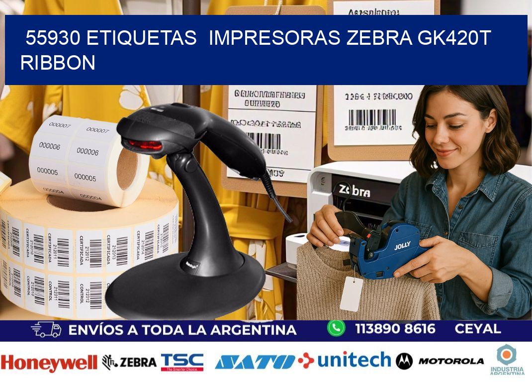 55930 Etiquetas impresoras zebra gk420t ribbon