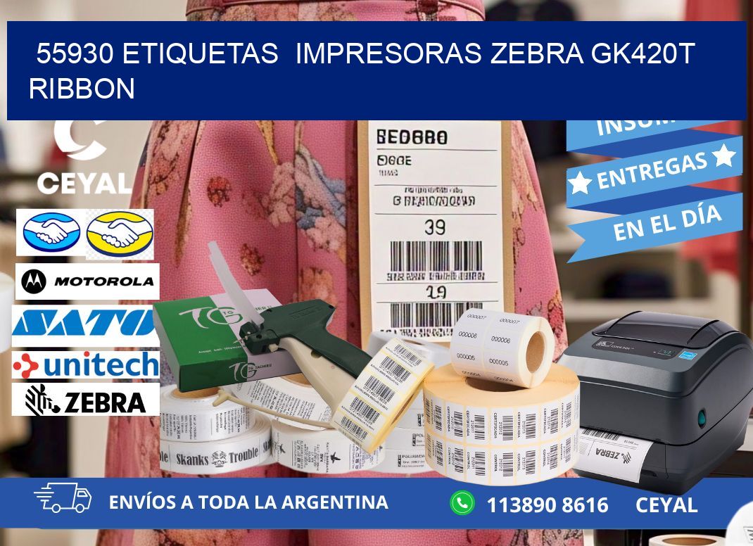 55930 Etiquetas impresoras zebra gk420t ribbon