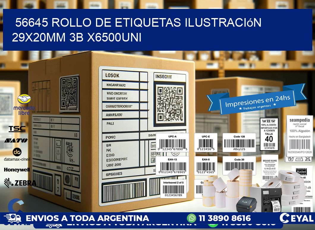 56645 Rollo De Etiquetas Ilustración 29x20mm 3b X6500uni