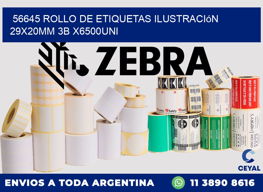 56645 Rollo De Etiquetas Ilustración 29x20mm 3b X6500uni
