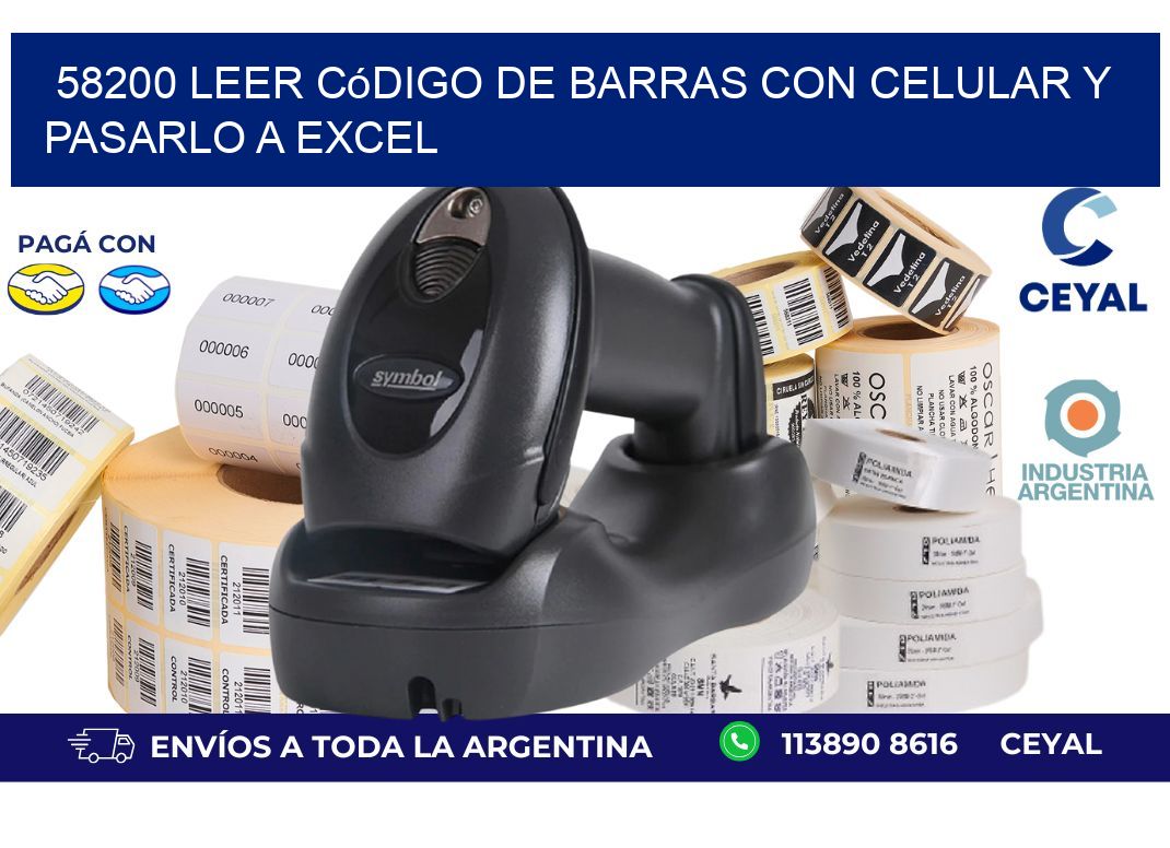 58200 Leer código de barras con celular y pasarlo a Excel