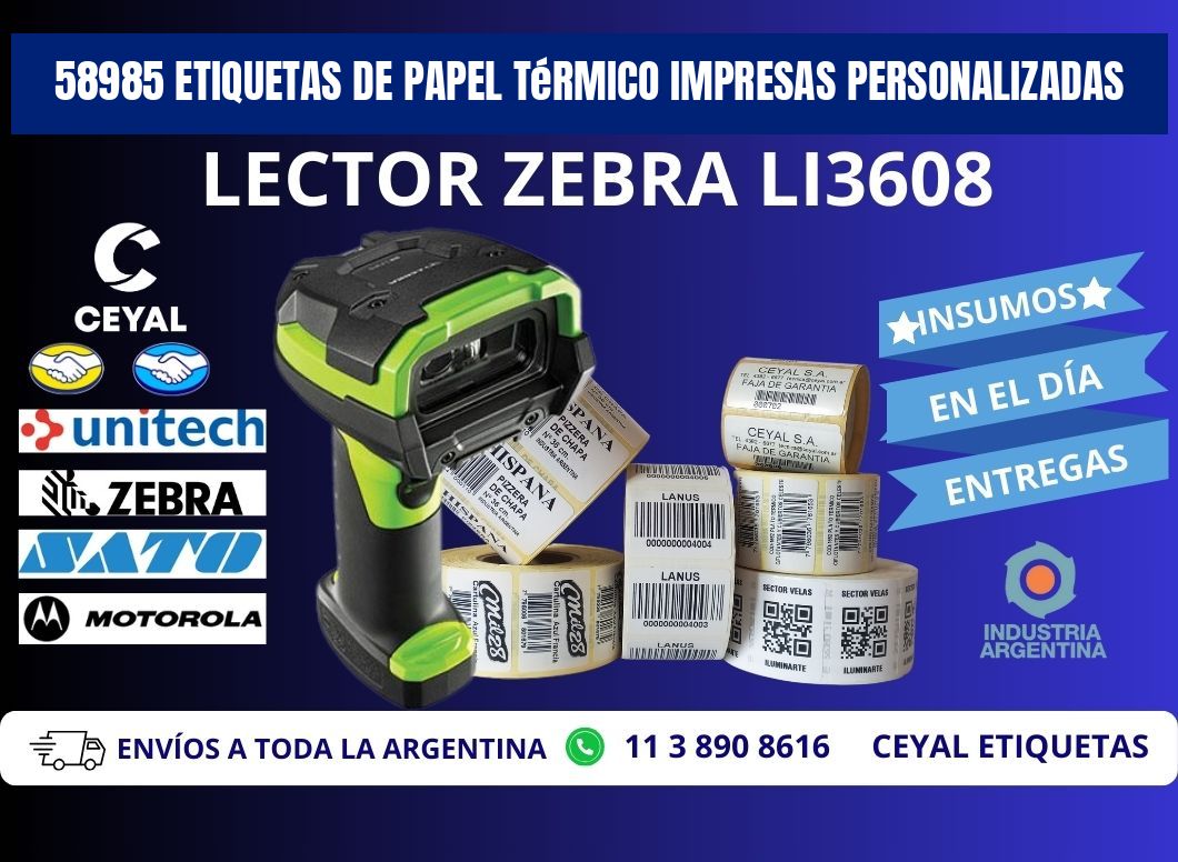 58985 Etiquetas de papel térmico impresas personalizadas